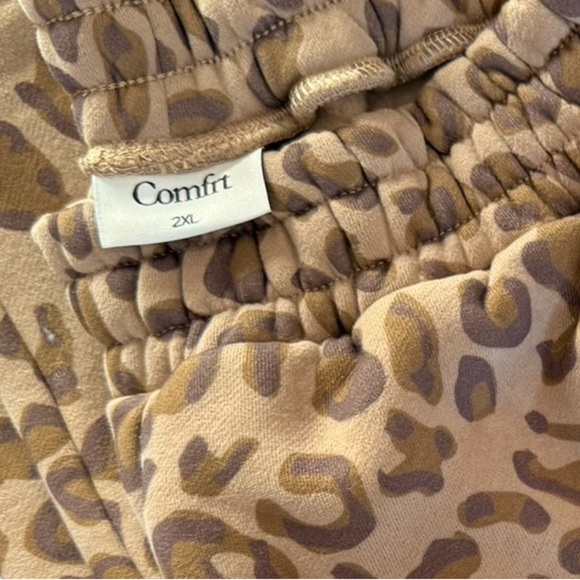 Comfrt Brown Leopard Straight leg Sweatpants 2X | Cozy Lounge Pants | NEW - Picture 3 of 5